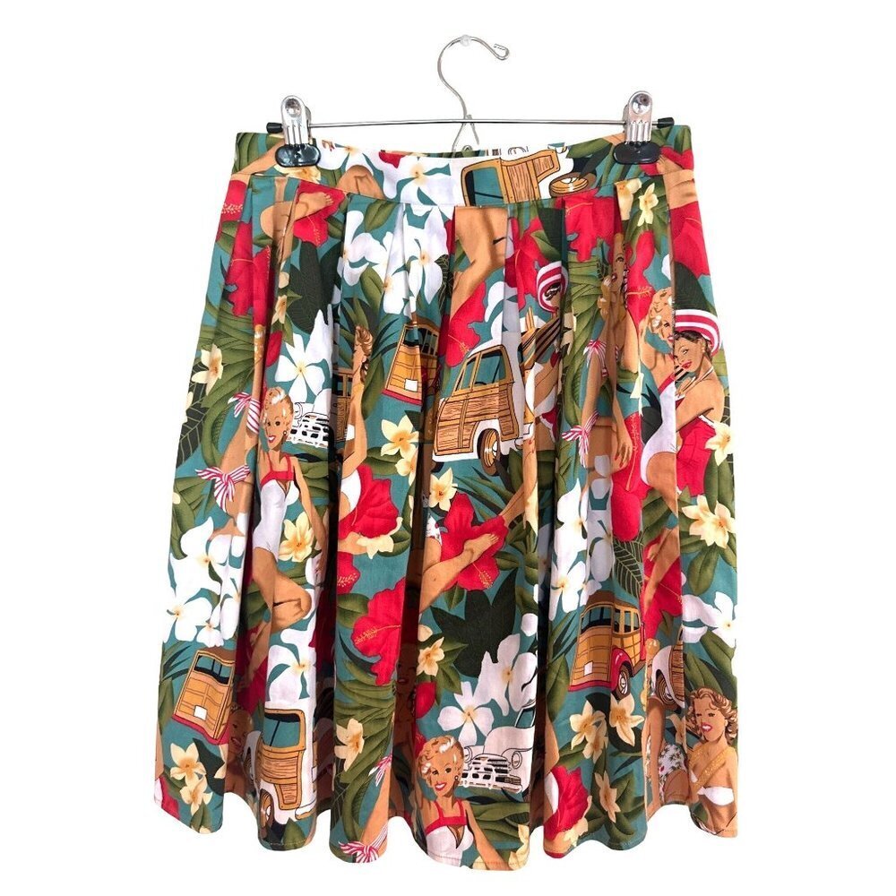 Grace Karin vintage print pleated skirt size m - Picture 2 of 6